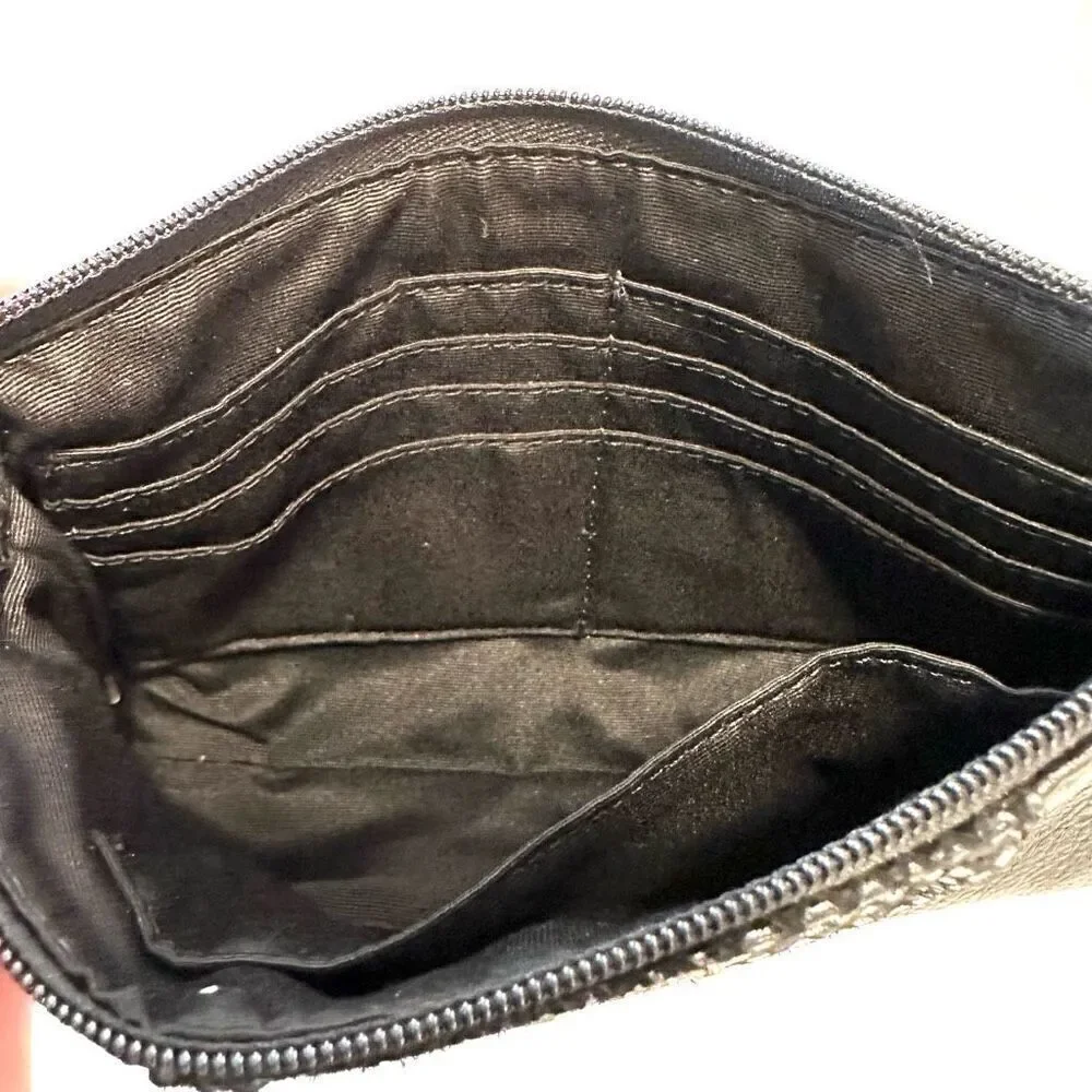 Vintage Coach Black Leather Wristlet Purse Handbag